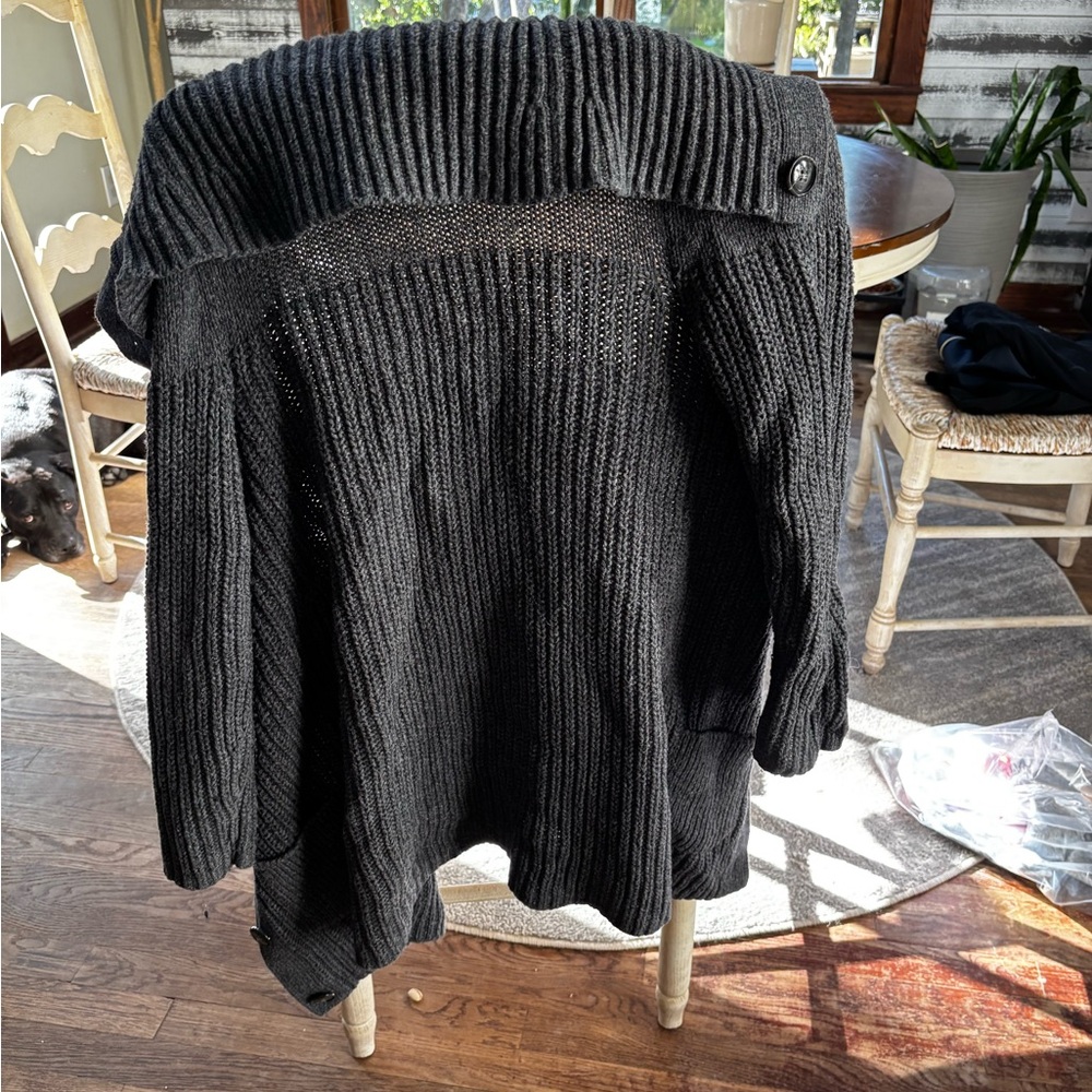GAP Black Ribbed Cardigan Sweater